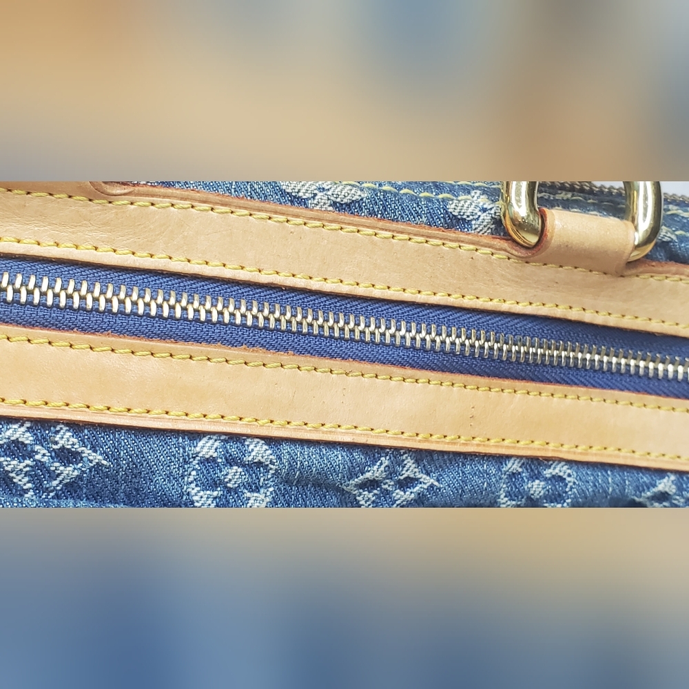 Louis Vuitton Monogram Denim Neo Speedy Blue and Tan Leather Handbag - Picture 11 of 16